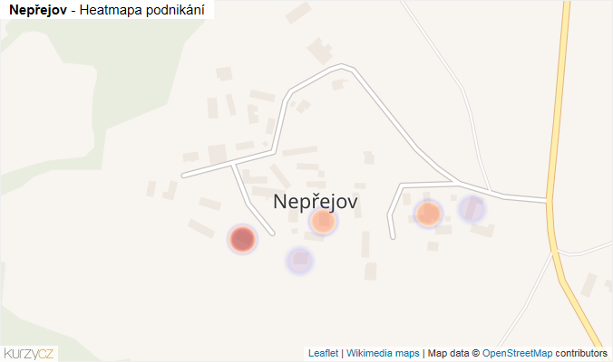 Mapa Nepřejov - Firmy v části obce.
