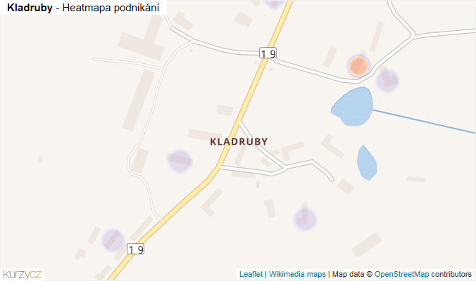 Mapa Kladruby - Firmy v části obce.