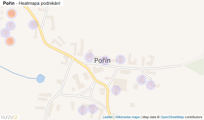 Mapa Pořín - Firmy v části obce.