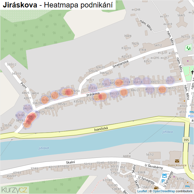 Mapa Jiráskova - Firmy v ulici.