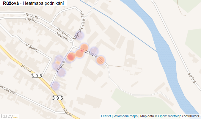 Mapa Růžová - Firmy v ulici.