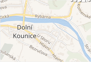 Tovární v obci Dolní Kounice - mapa ulice