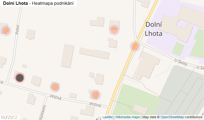 Mapa Dolní Lhota - Firmy v obci.