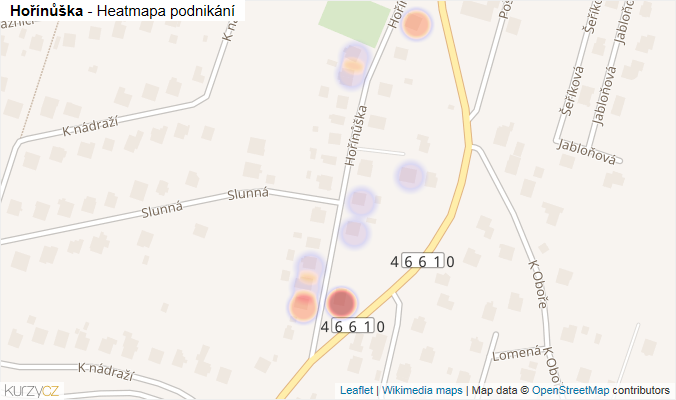 Mapa Hořínůška - Firmy v ulici.