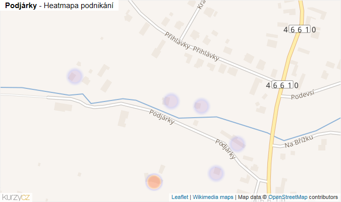 Mapa Podjárky - Firmy v ulici.