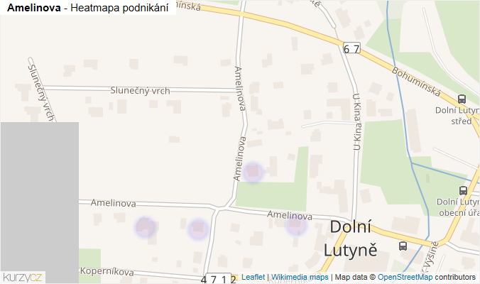 Mapa Amelinova - Firmy v ulici.