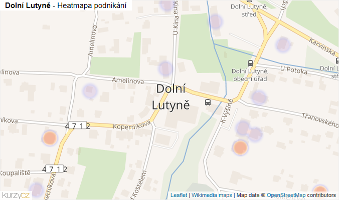 Mapa Dolní Lutyně - Firmy v části obce.