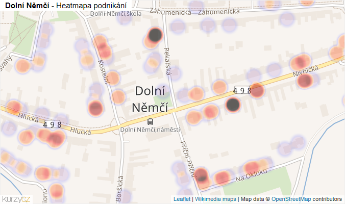 Mapa Dolní Němčí - Firmy v části obce.