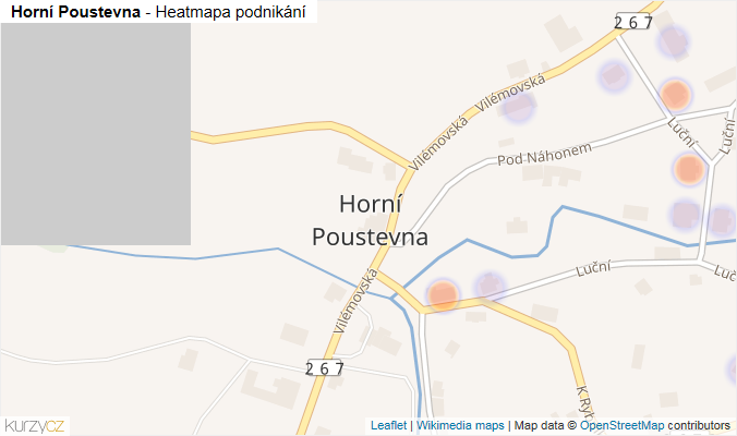 Mapa Horní Poustevna - Firmy v části obce.