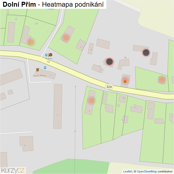 Mapa Dolní Přím - Firmy v obci.