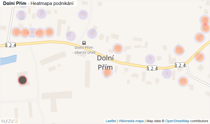 Mapa Dolní Přím - Firmy v části obce.