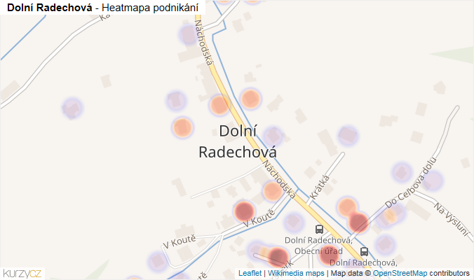 Mapa Dolní Radechová - Firmy v části obce.