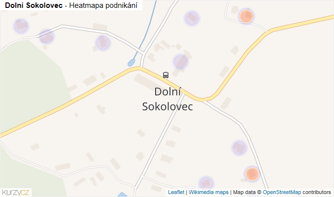 Mapa Dolní Sokolovec - Firmy v části obce.