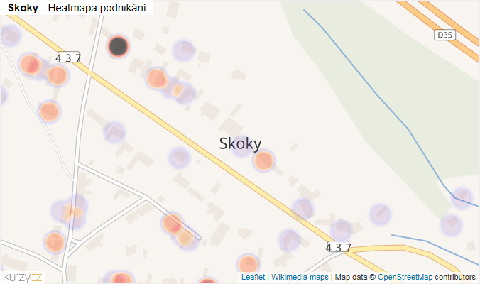 Mapa Skoky - Firmy v části obce.
