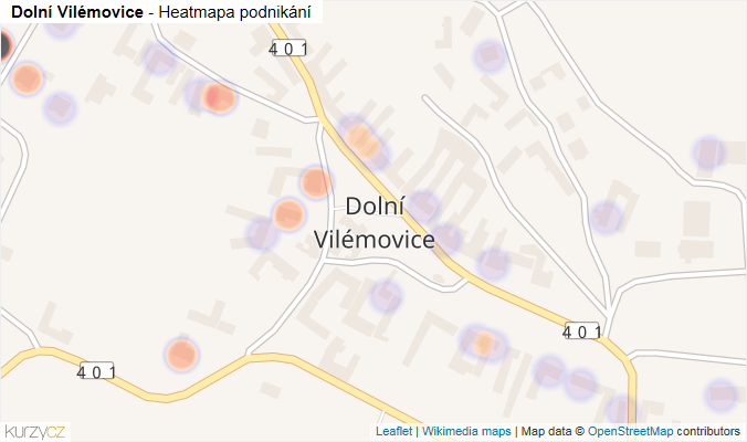 Mapa Dolní Vilémovice - Firmy v části obce.