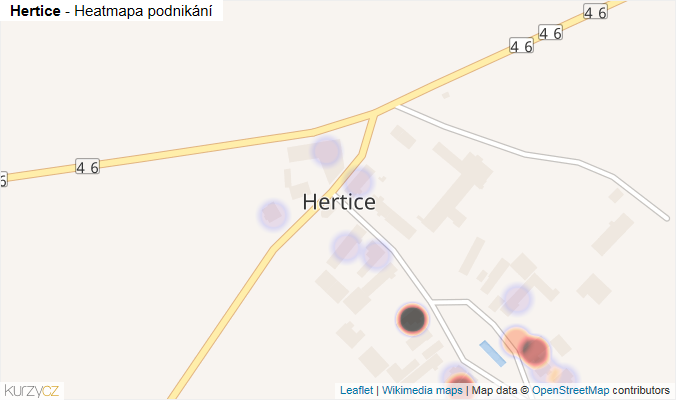 Mapa Hertice - Firmy v části obce.