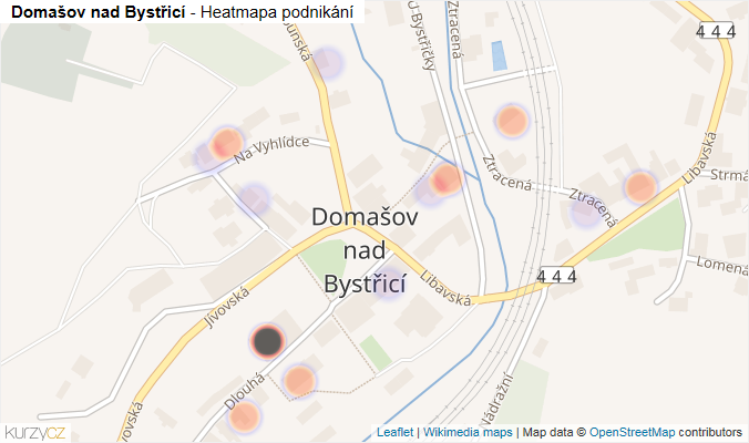 Mapa Domašov nad Bystřicí - Firmy v části obce.