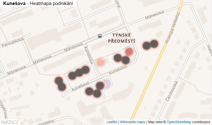 Mapa Kunešova - Firmy v ulici.