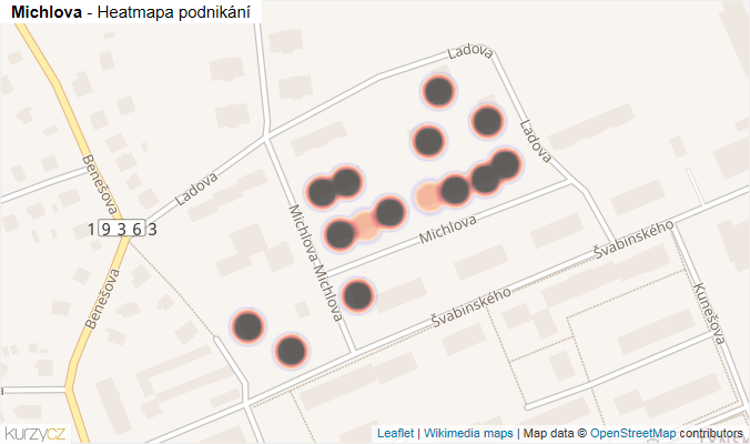 Mapa Michlova - Firmy v ulici.