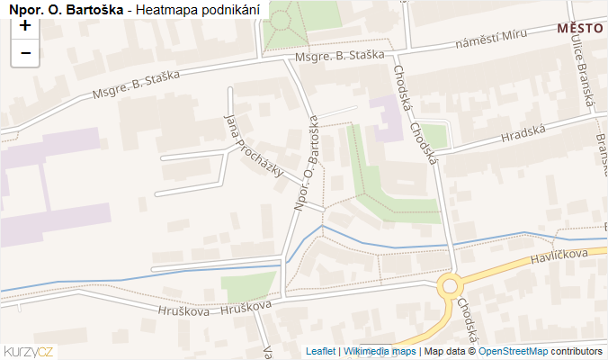 Mapa Npor. O. Bartoška - Firmy v ulici.
