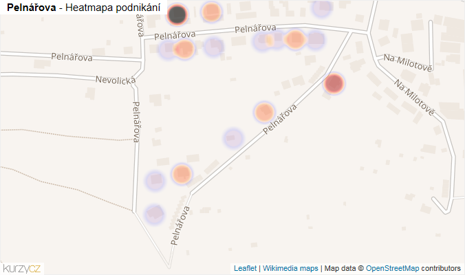 Mapa Pelnářova - Firmy v ulici.