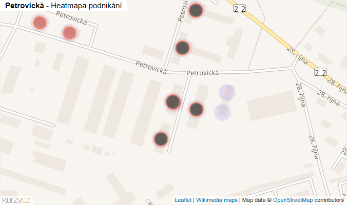 Mapa Petrovická - Firmy v ulici.