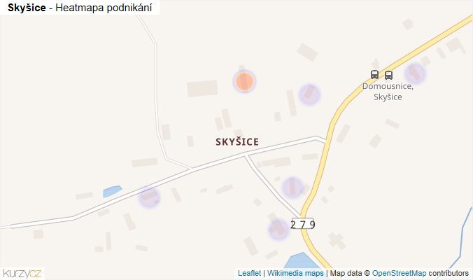 Mapa Skyšice - Firmy v části obce.