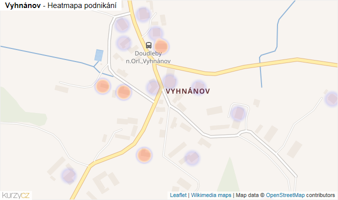 Mapa Vyhnánov - Firmy v části obce.