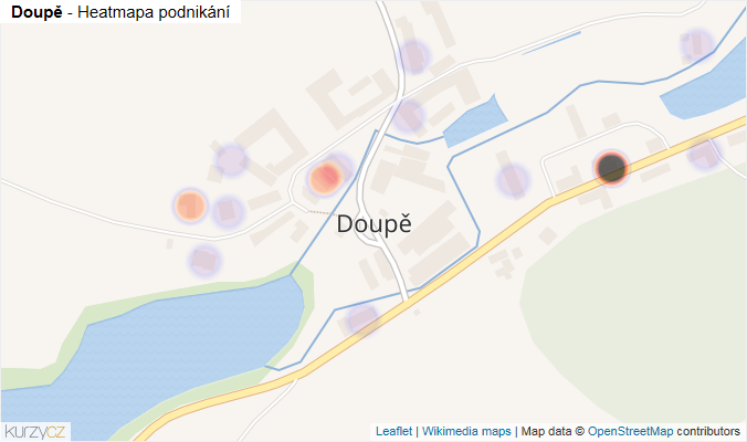 Mapa Doupě - Firmy v části obce.
