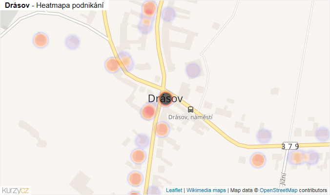 Mapa Drásov - Firmy v části obce.