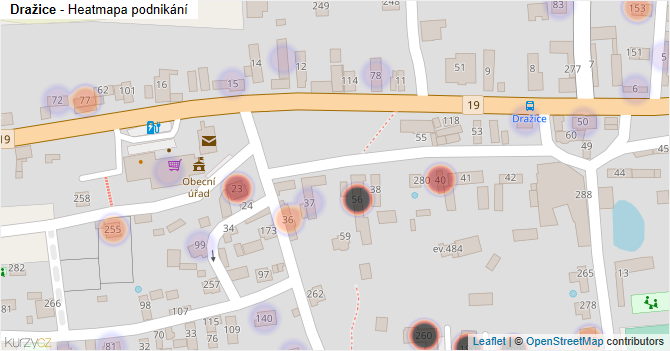 Dražice - mapa podnikání