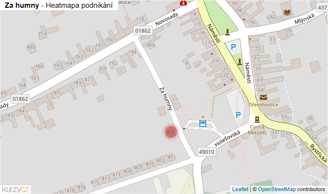 Mapa Za humny - Firmy v ulici.