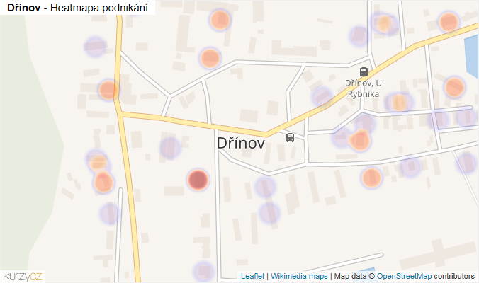Mapa Dřínov - Firmy v části obce.