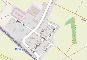 Úzká v obci Dřísy - mapa ulice