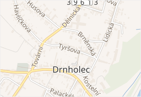 Tyršova v obci Drnholec - mapa ulice