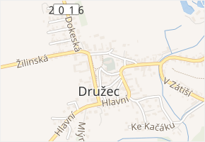 Ke Kostelu v obci Družec - mapa ulice