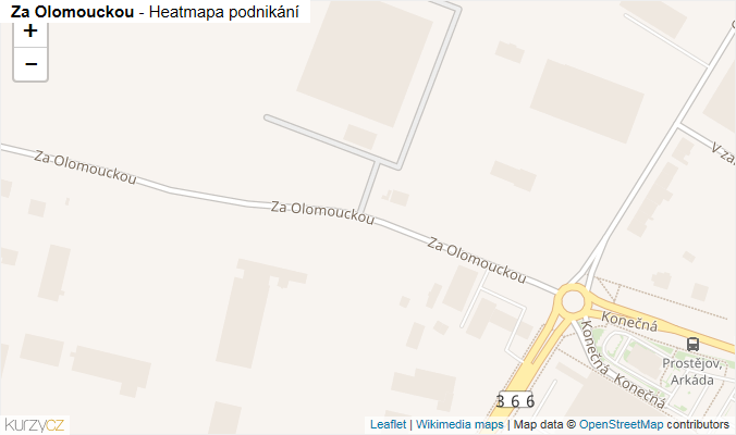 Mapa Za Olomouckou - Firmy v ulici.