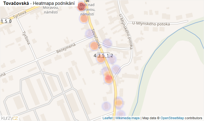 Mapa Tovačovská - Firmy v ulici.