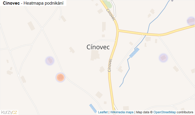 Mapa Cínovec - Firmy v části obce.