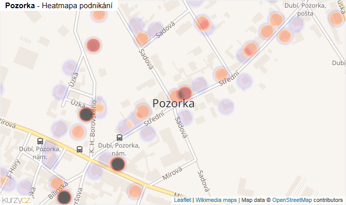 Mapa Pozorka - Firmy v části obce.