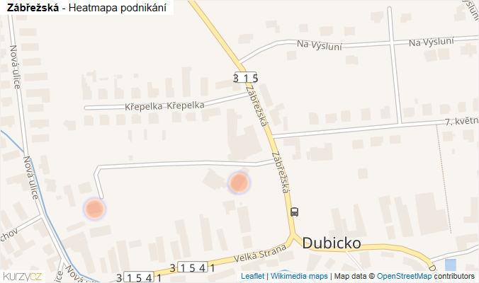 Mapa Zábřežská - Firmy v ulici.