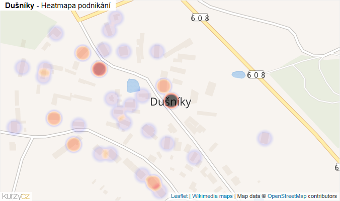 Mapa Dušníky - Firmy v části obce.