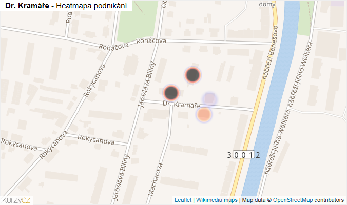Mapa Dr. Kramáře - Firmy v ulici.
