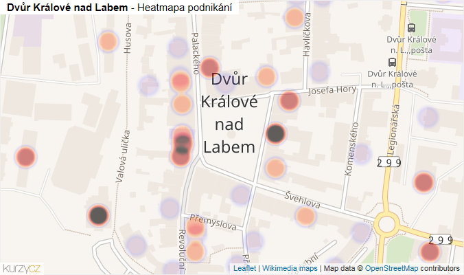 Mapa Dvůr Králové nad Labem - Firmy v části obce.
