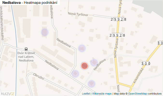 Mapa Nedbalova - Firmy v ulici.