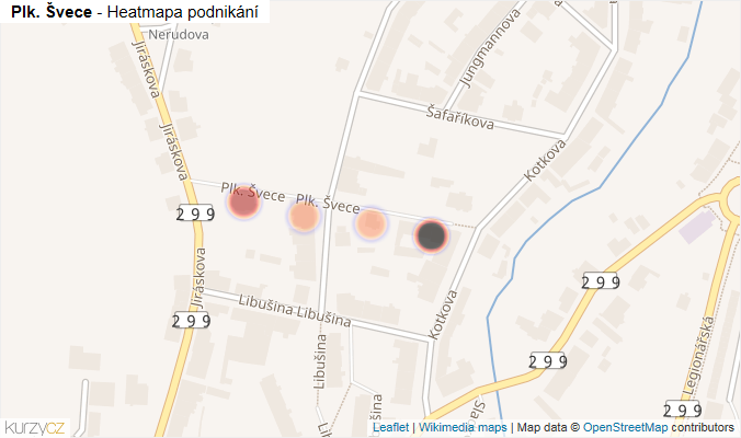 Mapa Plk. Švece - Firmy v ulici.