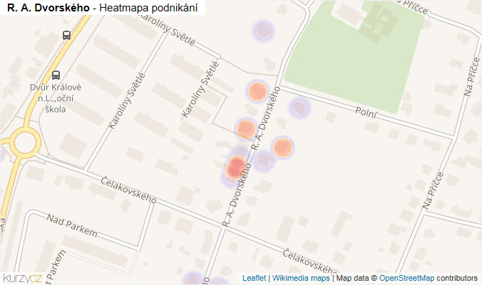 Mapa R. A. Dvorského - Firmy v ulici.