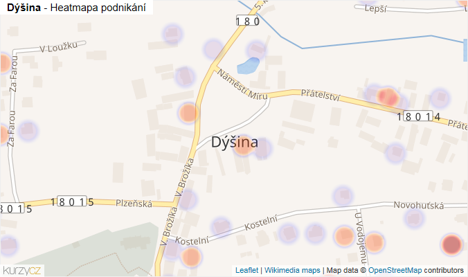 Mapa Dýšina - Firmy v části obce.