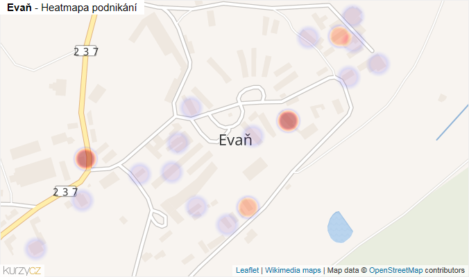 Mapa Evaň - Firmy v části obce.
