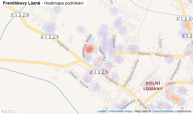 Mapa Františkovy Lázně - Firmy v obci.